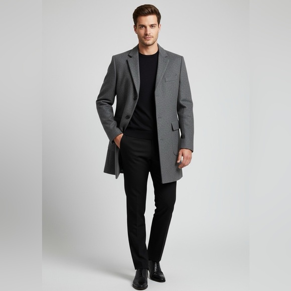 Rice Mens Wool TopCoat in Grey - Size IT 50/US Medium - Made in Italy - Picture 1 of 12